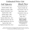 Estimated Price List